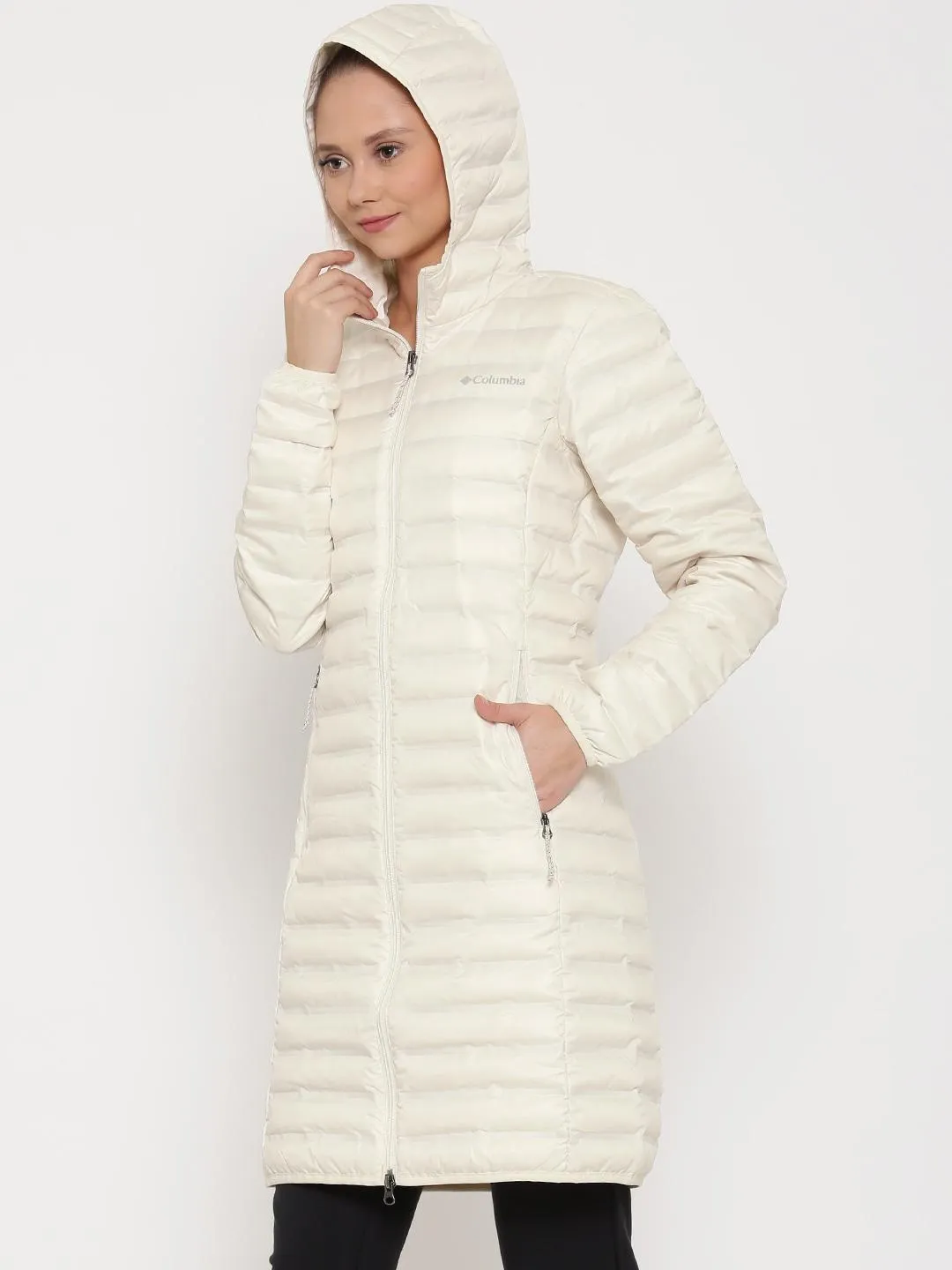 Columbia Women White Flash Forward Long Down Jacket Oversized Fit All-Season Outerwear
