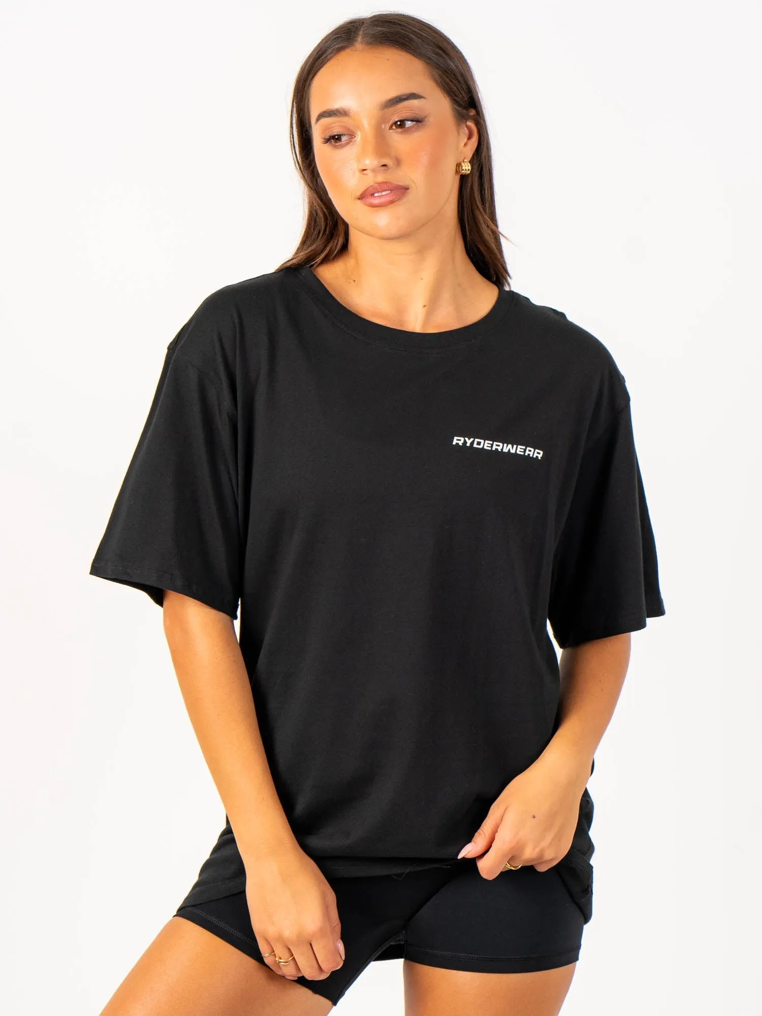 Vintage Wash Effect Quality Comfort Energy Oversized T-Shirt - Black