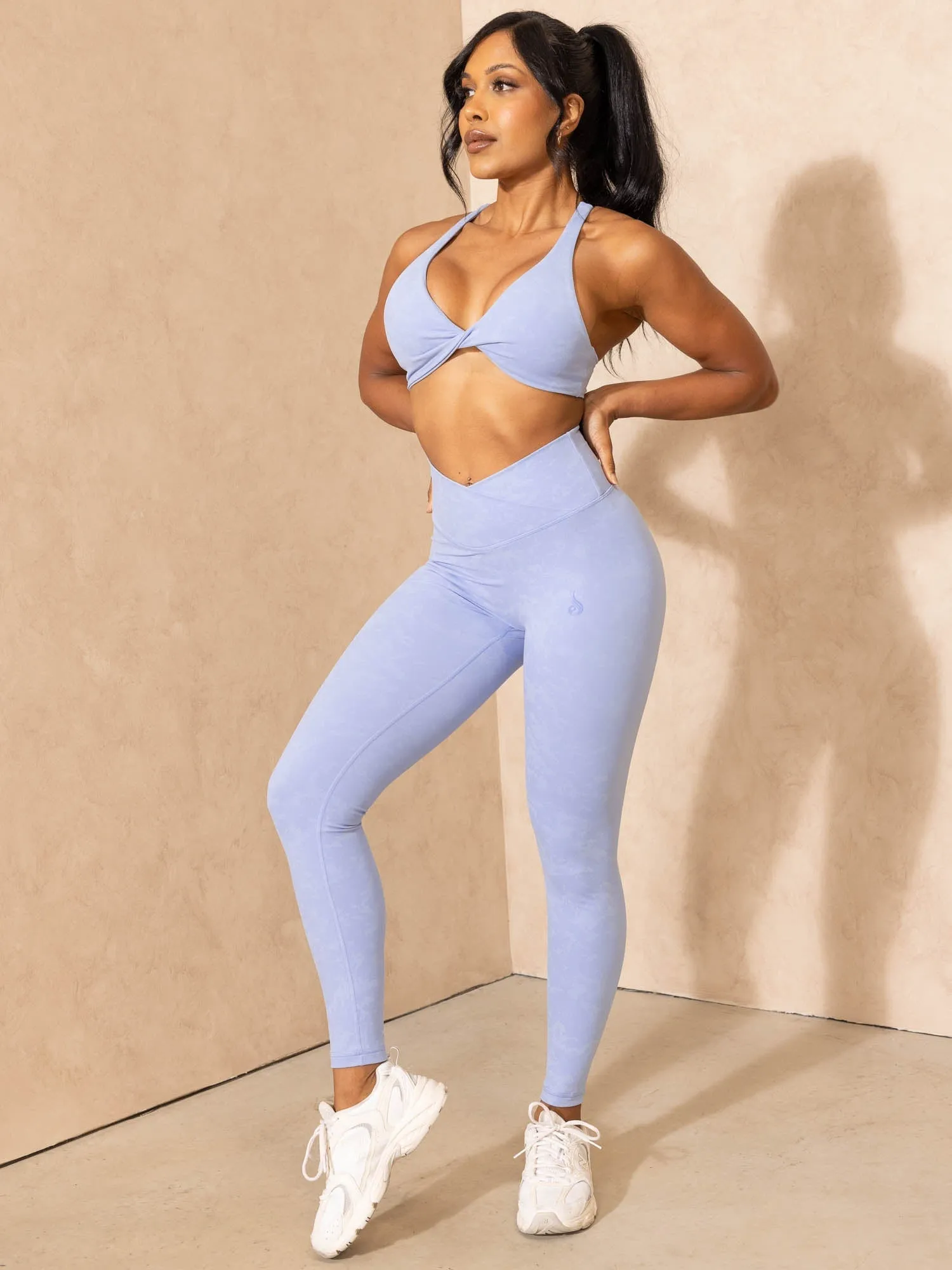Maternity NKD Stonewash Twist Sports Bra - Cornflower Blue Stonewash