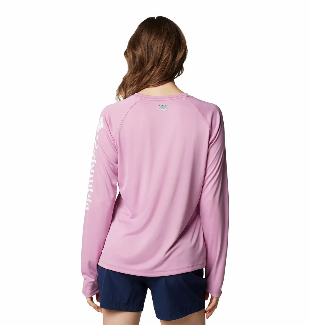 Columbia Women Purple Tidal Tee II Long Sleeve (Sun Protection) Compact Stitch Pattern