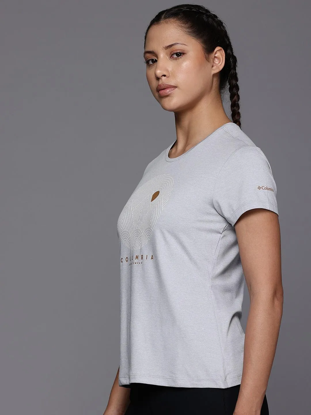 Columbia Women Grey Sloan Ridge Graphic SS Tee Easy Style Wear