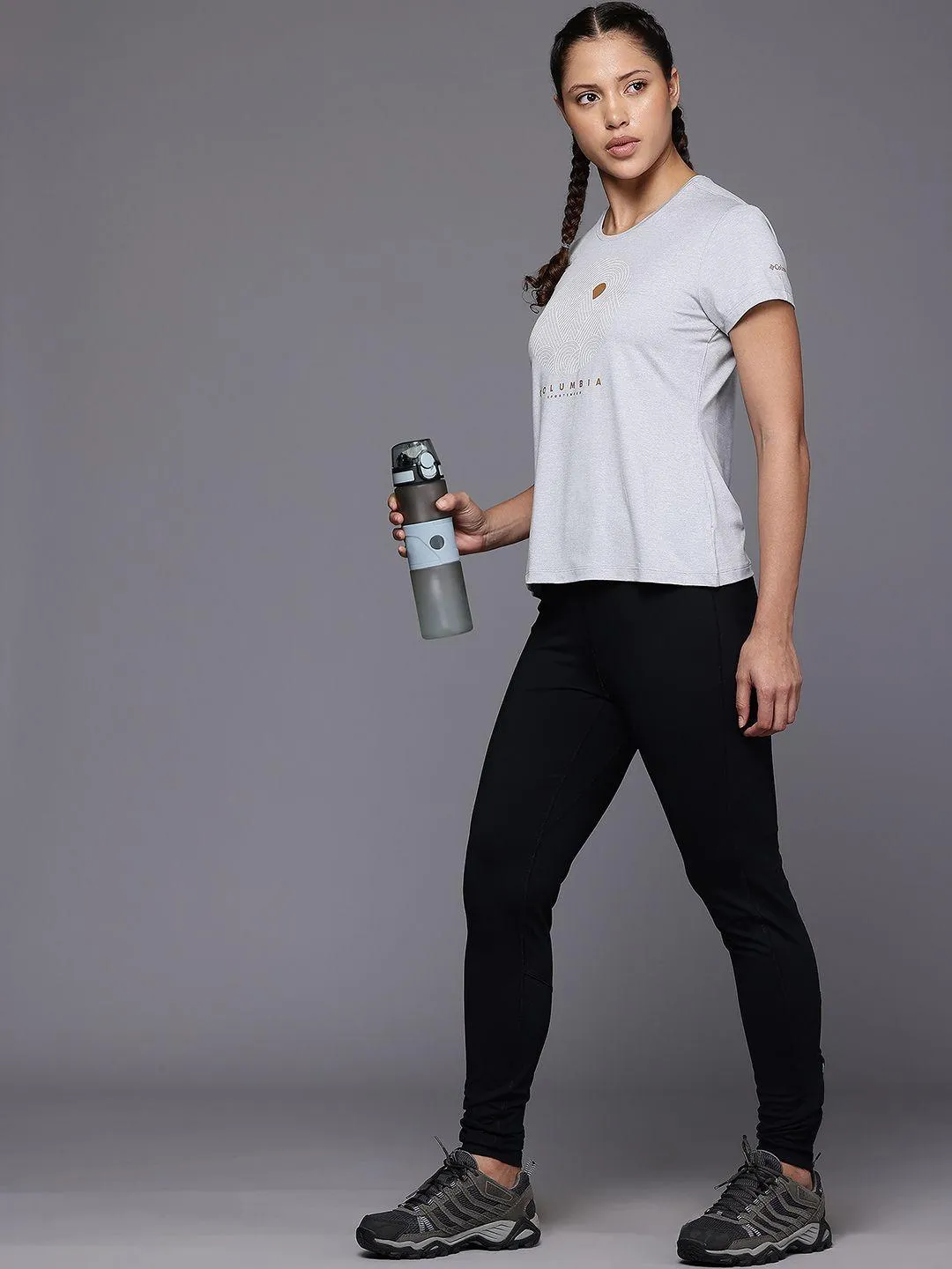 Printed design Columbia Women Grey Sloan Ridge Graphic SS Tee