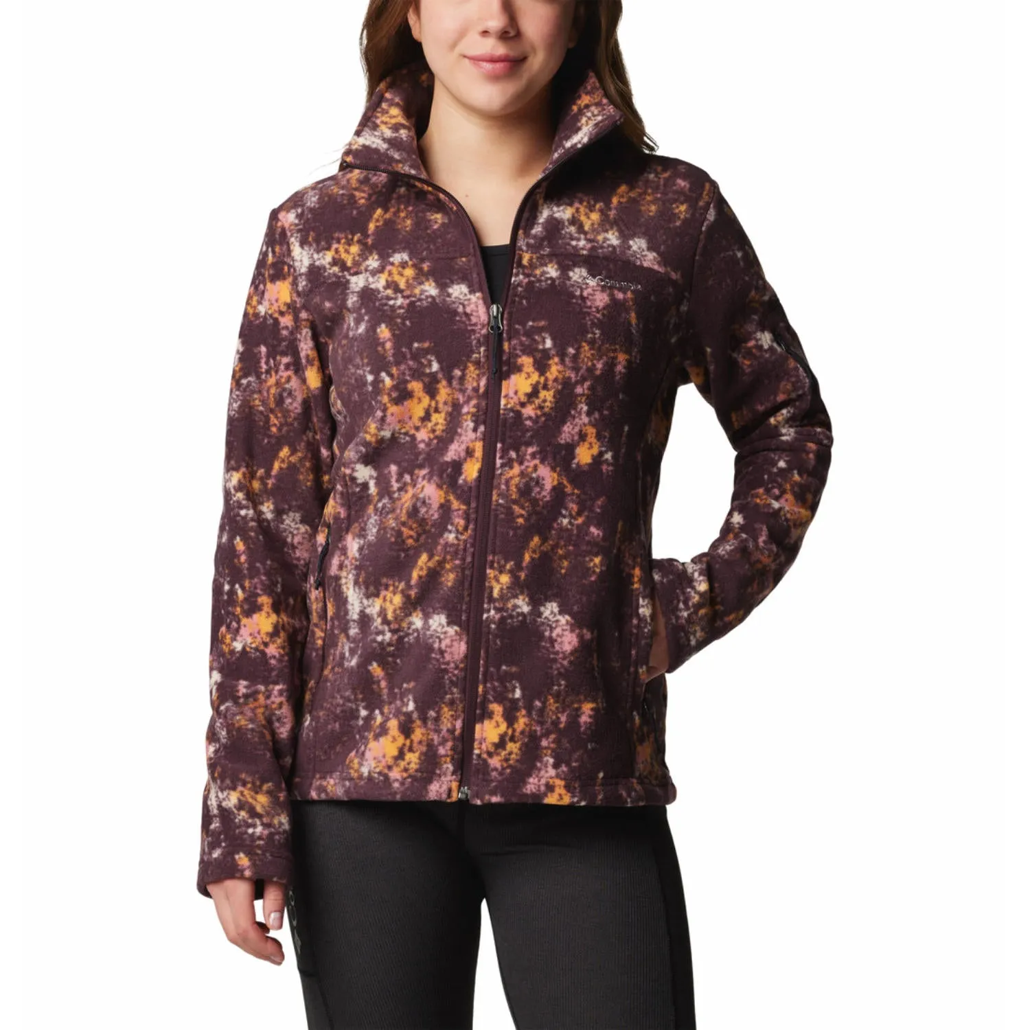 wallet Fleece Lined Interior Columbia Women Red Fast Trek Printed Jkt