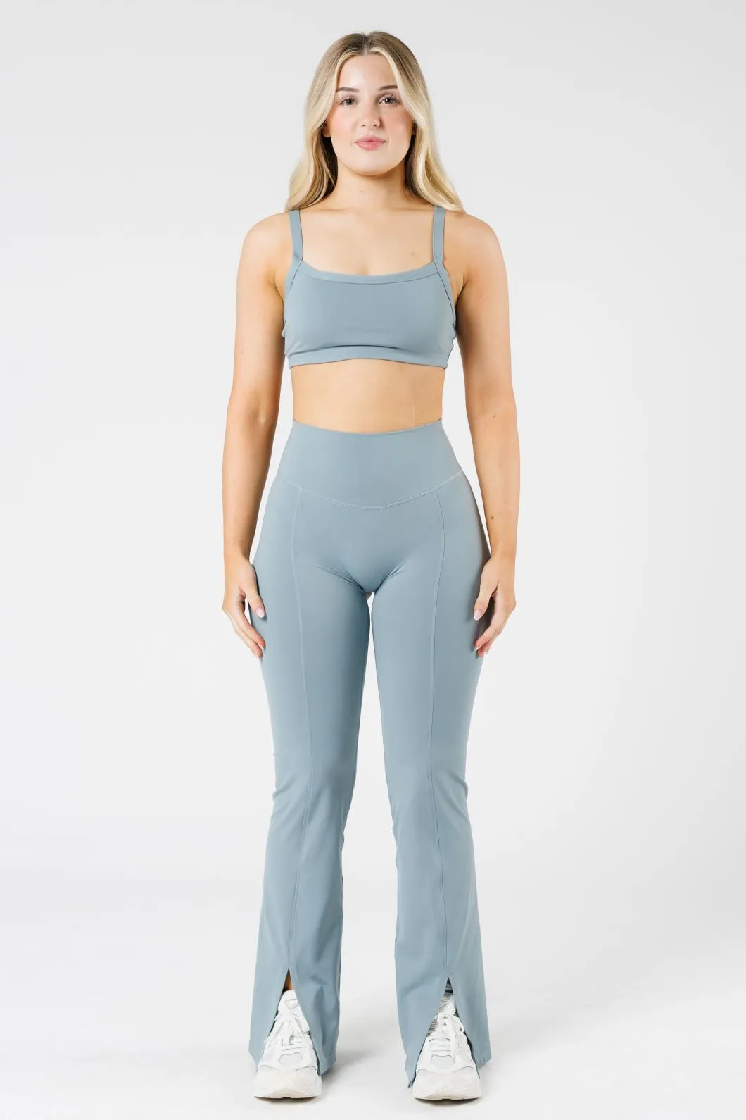 Squat Proof Dance Practice Fitness Training Beginner Level FormLux Front Slit Sculptseam? Plus Flare Legging 32" Mist