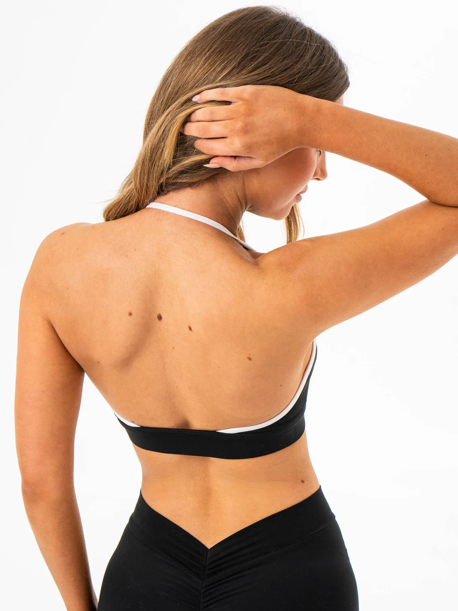 Non-Irritating Fabric NKD Contrast Halter Bra - Black