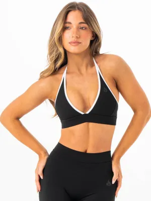 Seamless Edge Red workout gear NKD Contrast Halter Bra - Black