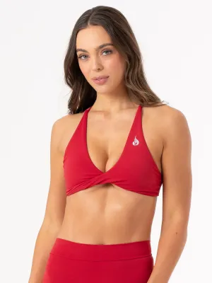 Wear under clothes Thermal seams NKD Twist Sports Bra - Cherry Red