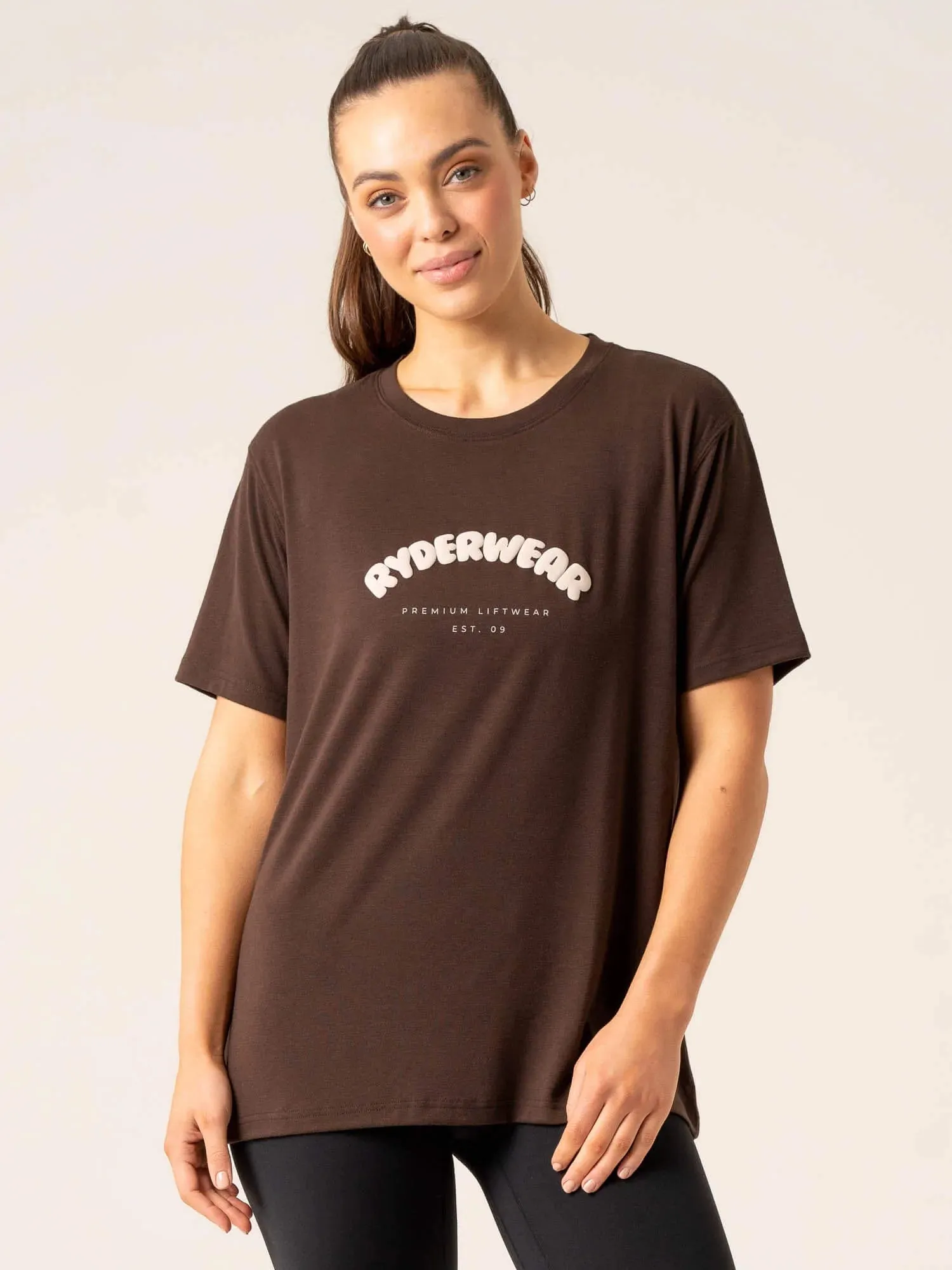 Off Side Longline T-Shirt - Chocolate Layerable Look
