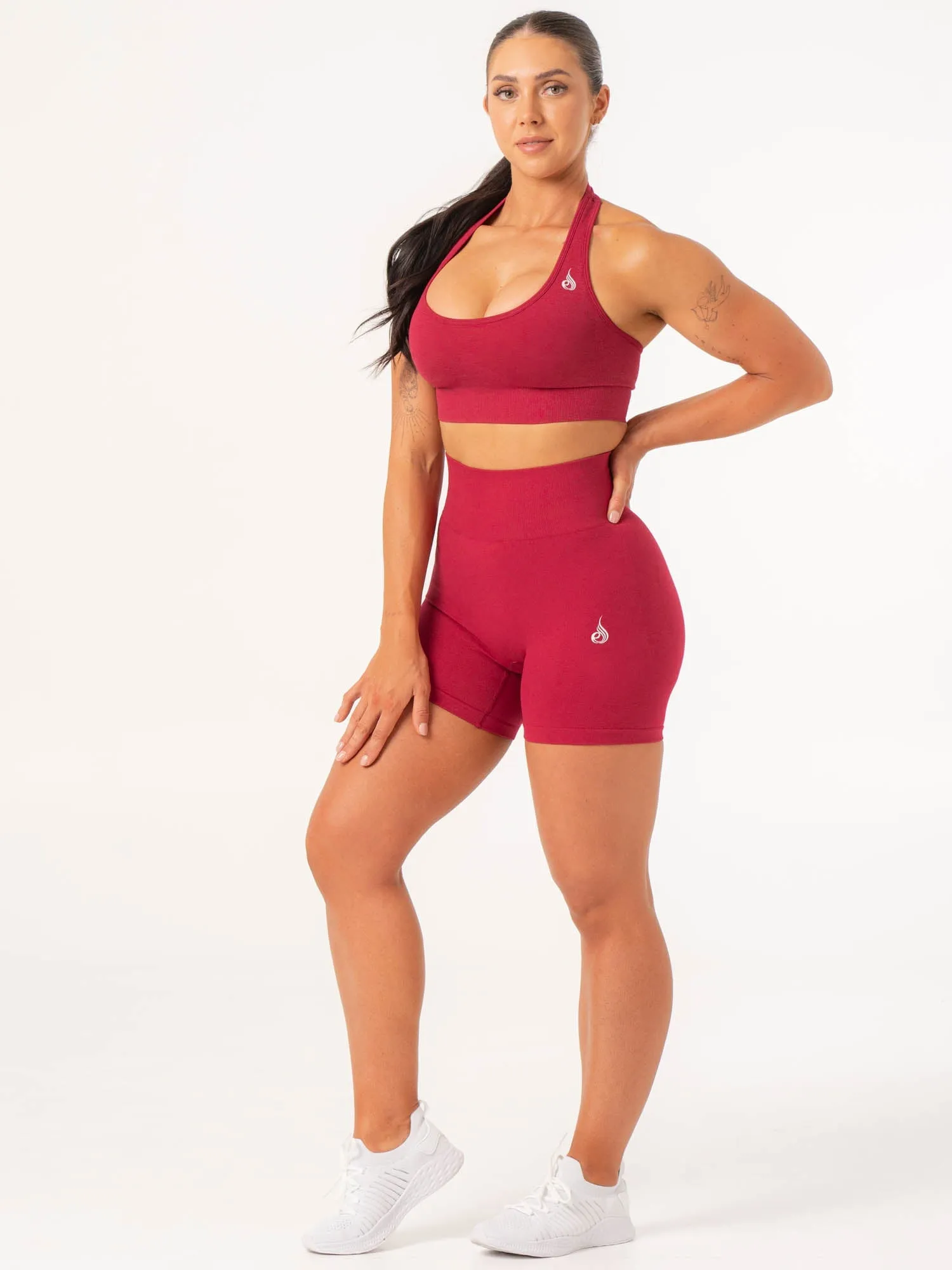 Contour Halter Bra - Berry Marl Anti-bacterial Fitness beginners