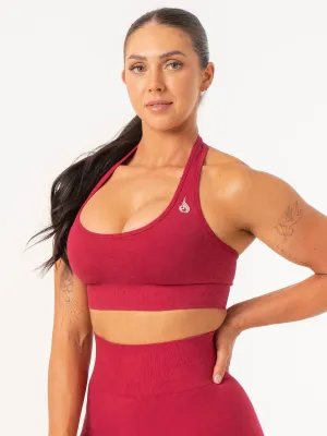 Contour Halter Bra - Berry Marl Sweat Guard Technology
