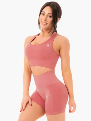 Seamless Staples Sports Bra - Rose Pink Marl Low-impact White activewear