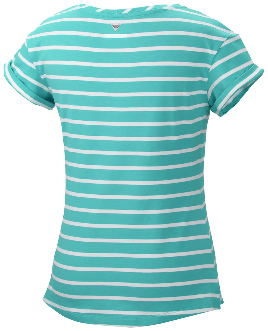 Columbia Women Yellow Reel Beauty II Short Sleeve Shirt Light Comfort Style