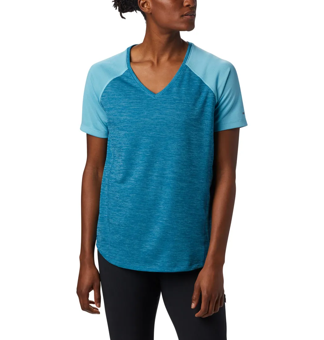 Quick Dry Material Columbia Women Blue Bryce Peak Short Sleeve (Sun Protection)