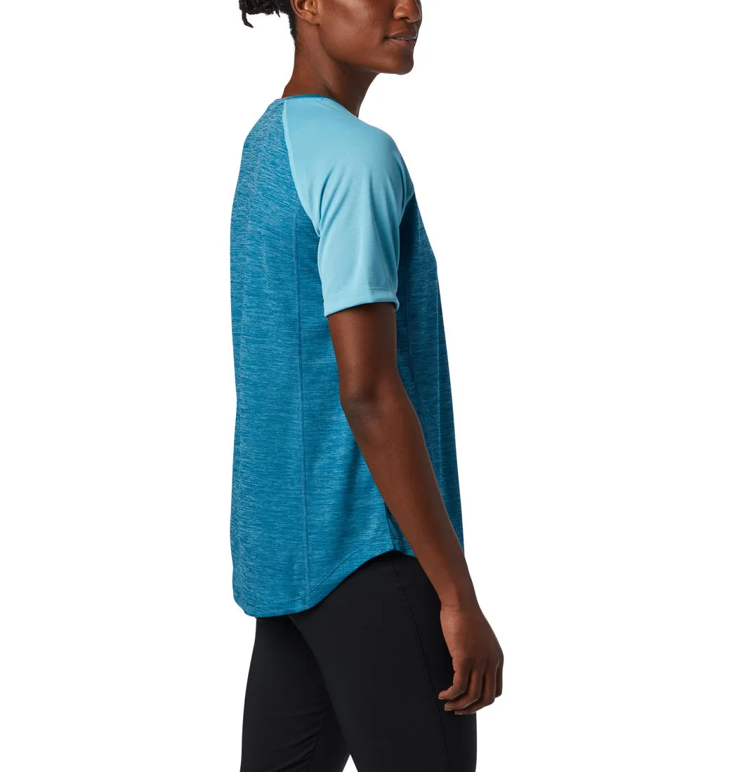 MoistureControlFibers Low Profile Silhouette Columbia Women Blue Bryce Peak Short Sleeve (Sun Protection)