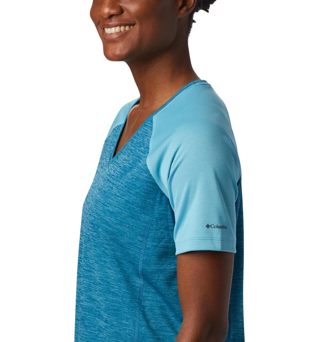 Columbia Women Blue Bryce Peak Short Sleeve (Sun Protection) Perfect Style
