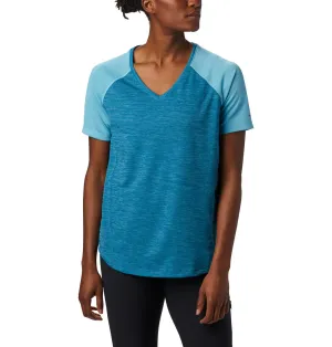 Quick Dry Material Columbia Women Blue Bryce Peak Short Sleeve (Sun Protection)