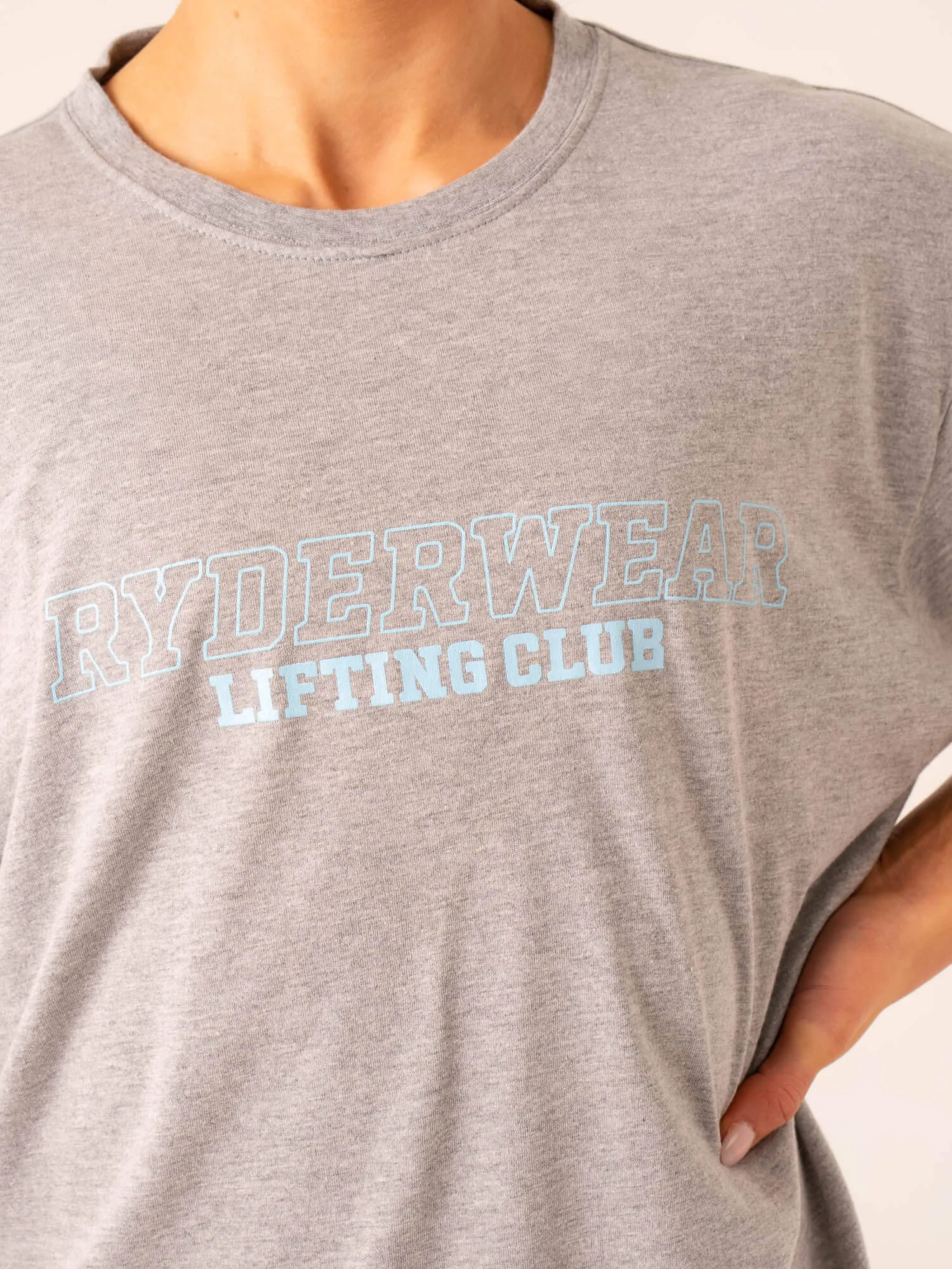 Lifting Club T-Shirt - Grey Marl Circular Knit Design Cozy Hug
