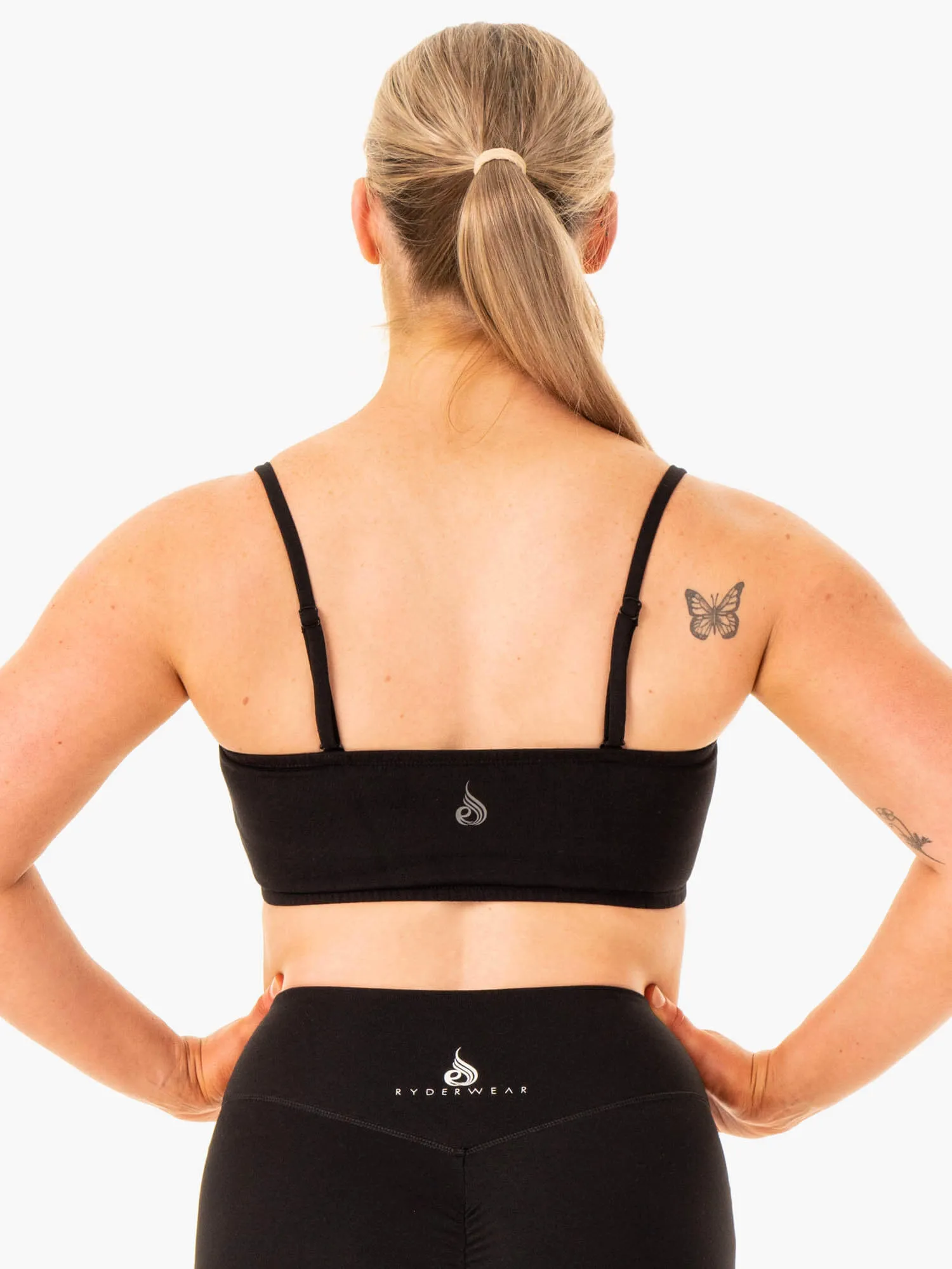 Convertible Bandeau Sports Bra - Black Outdoor Activity Lightweight Design