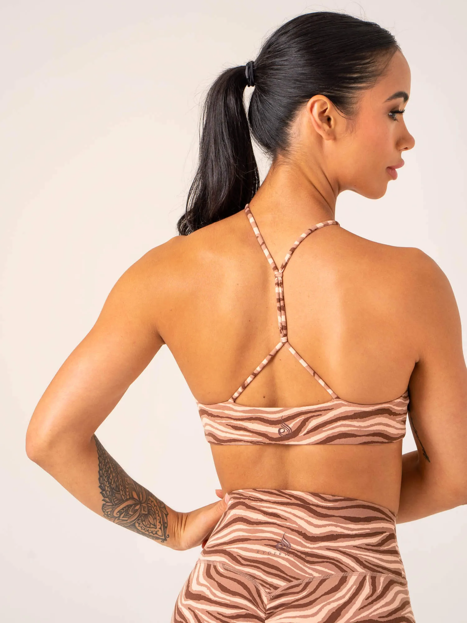 Unstoppable Sports Bra - Mocha Zebra Personalized seams