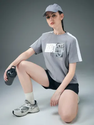 Embroidered teenagers' Women Printed Relaxed Fit Round Neck T-shirt with ELASTOPLUS