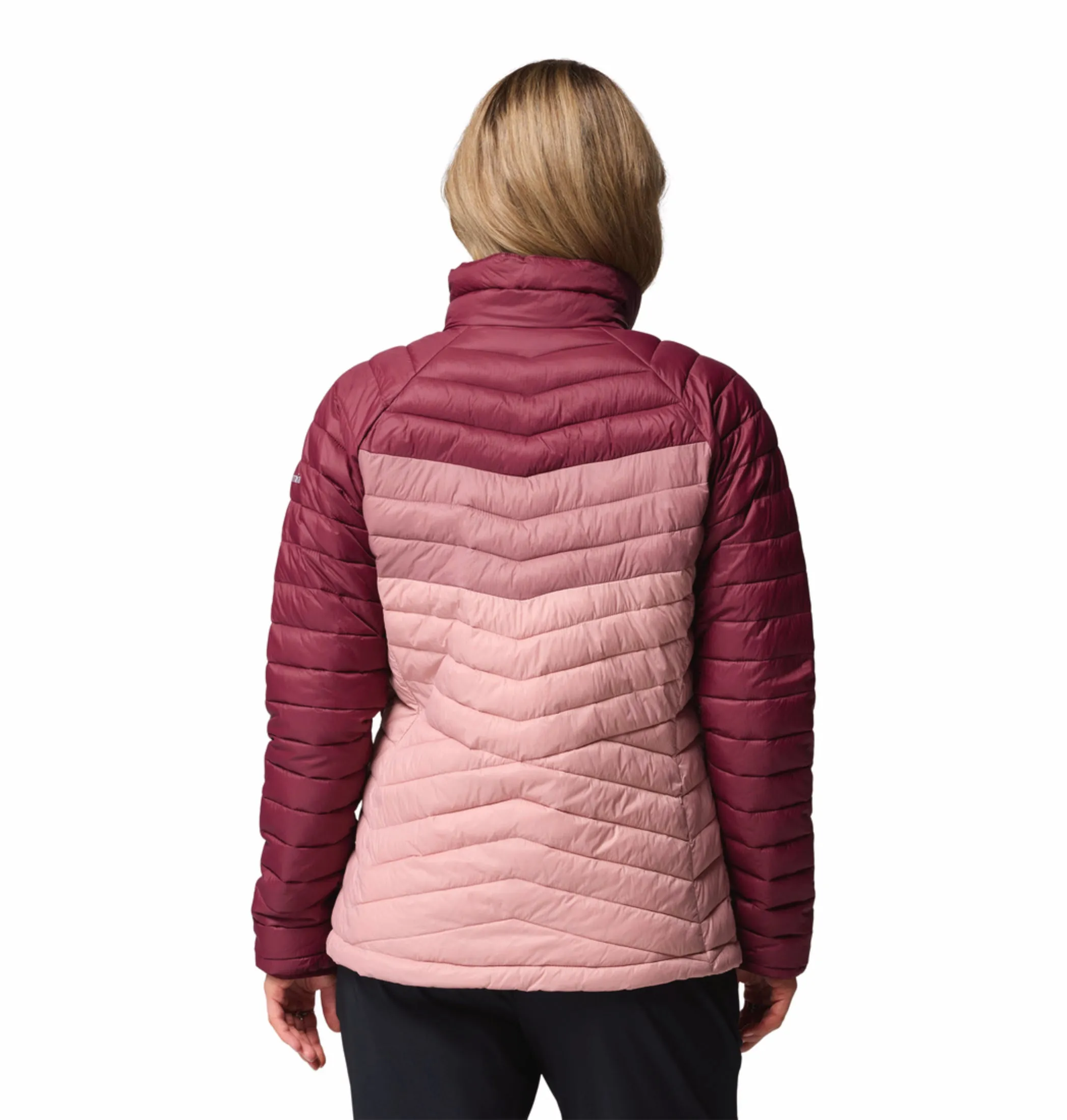 Snow Day Columbia Women Pink OmniShield Powder Pass Down Jacket