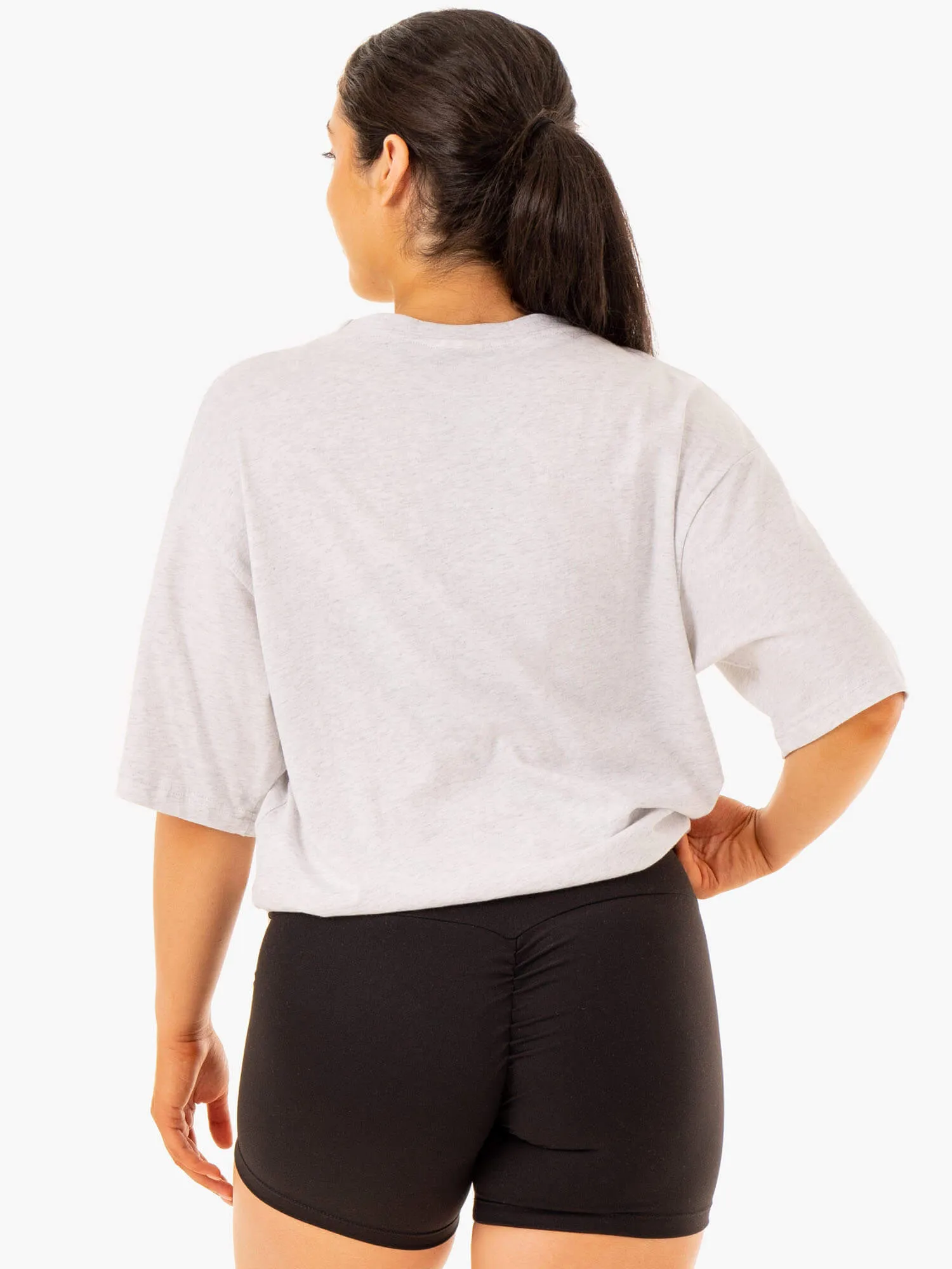 Anti Odor Technology Flexible Neckline Oversized T-Shirt - Snow Marl