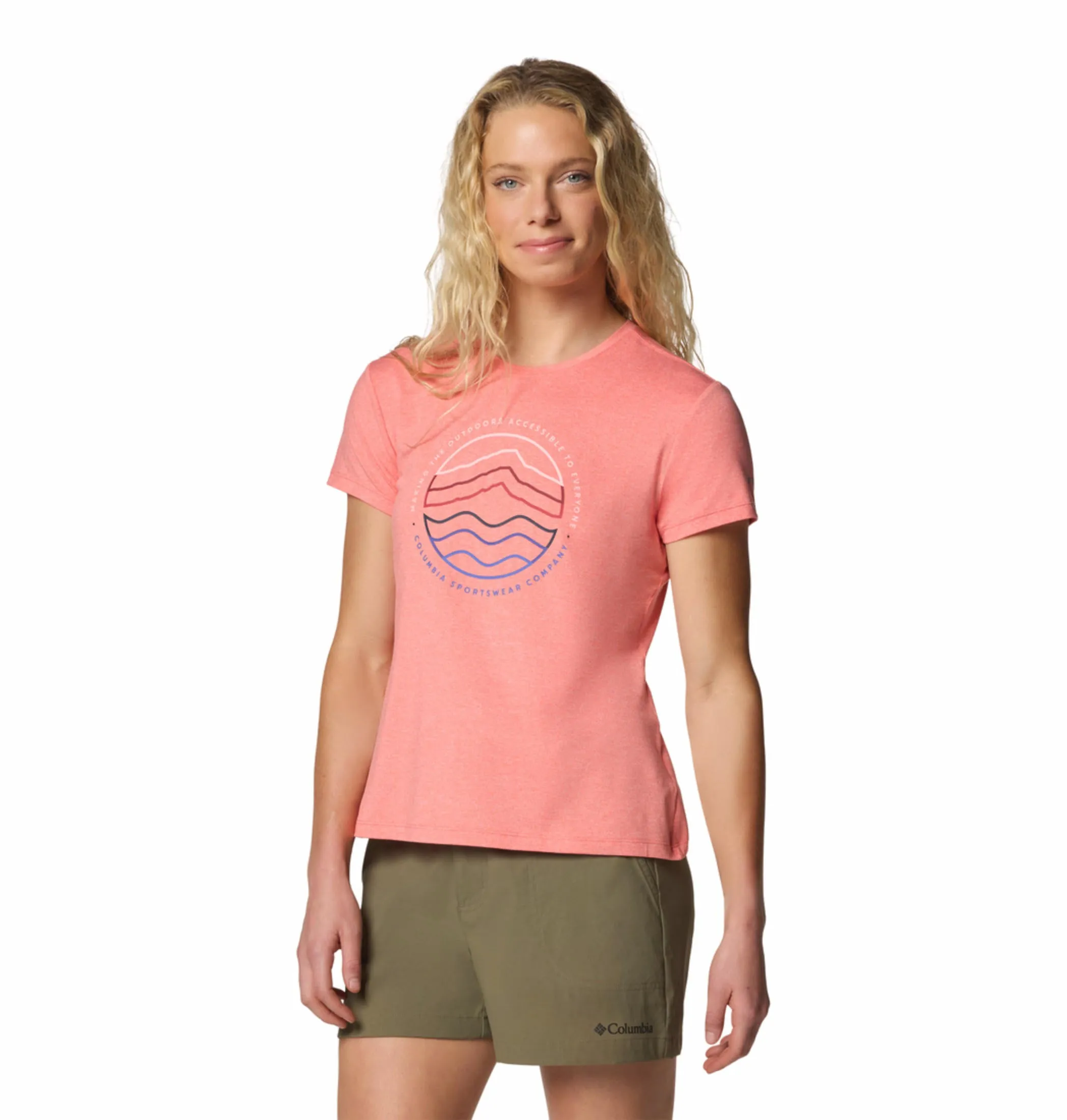 Easygoing Design baby shower Columbia Women Pink Sloan Ridge Graphic SS Tee