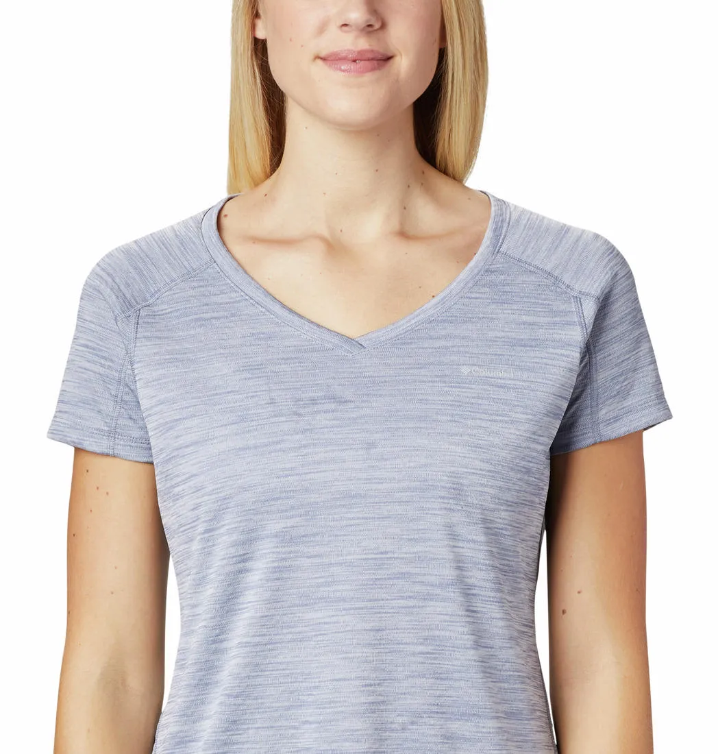 Anti Static Finish Feminine Appeal Columbia Women Blue Zero Rules Short Sleeve Shirt (Sun Protection)