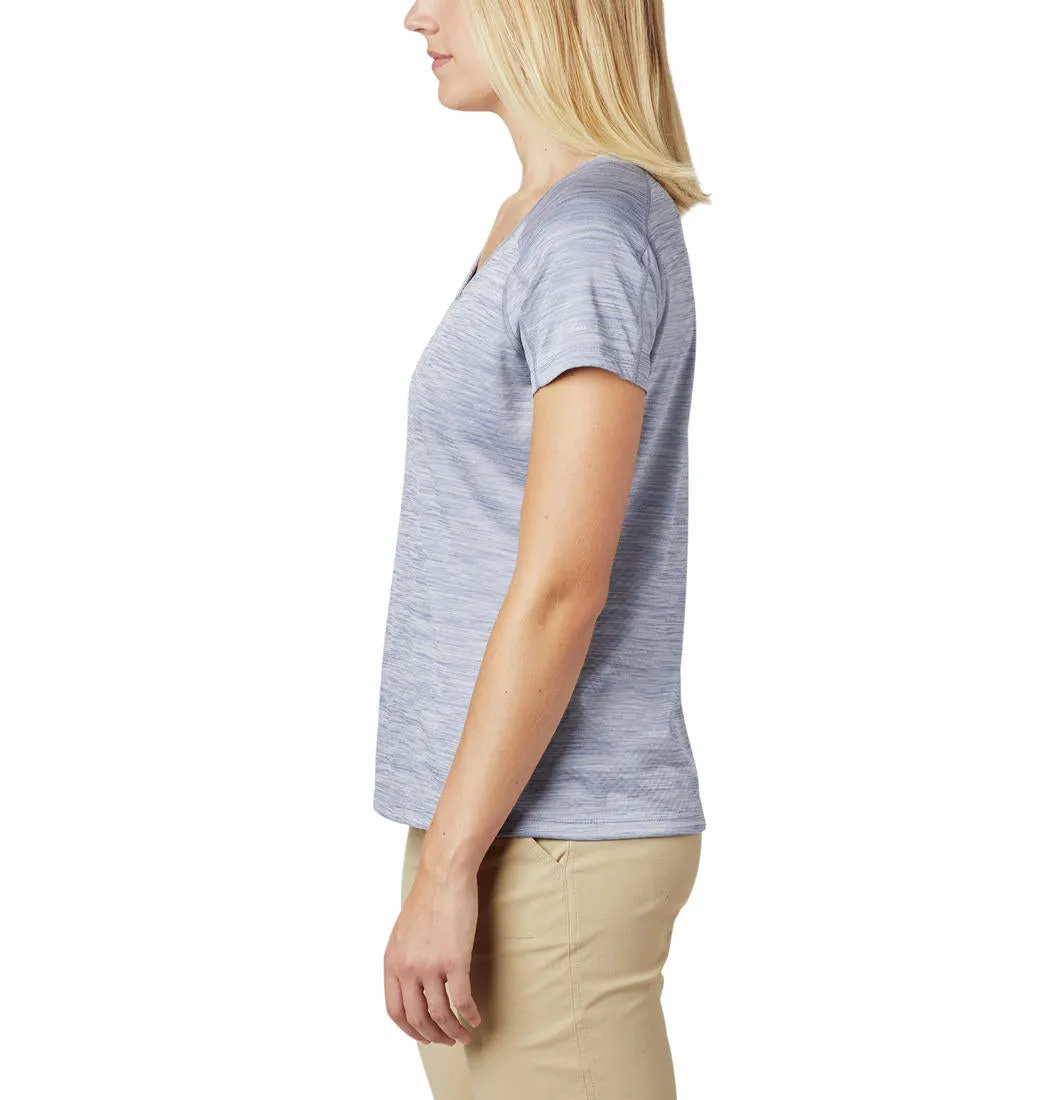 Sleek Fit Columbia Women Blue Zero Rules Short Sleeve Shirt (Sun Protection)