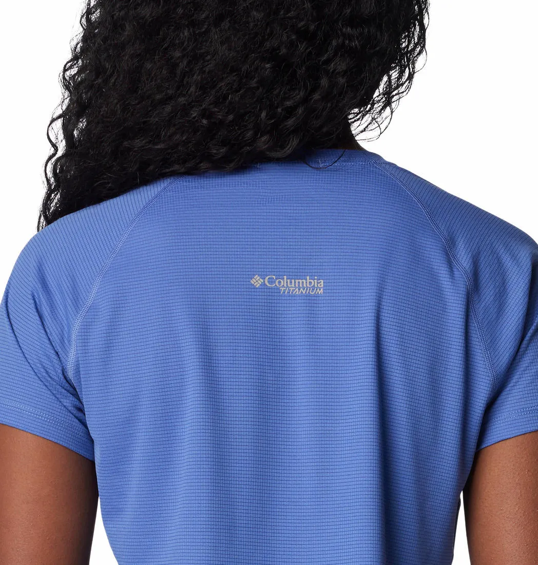 Sustainable Dye Process Columbia Women Blue Cirque River Short Sleeve Crew