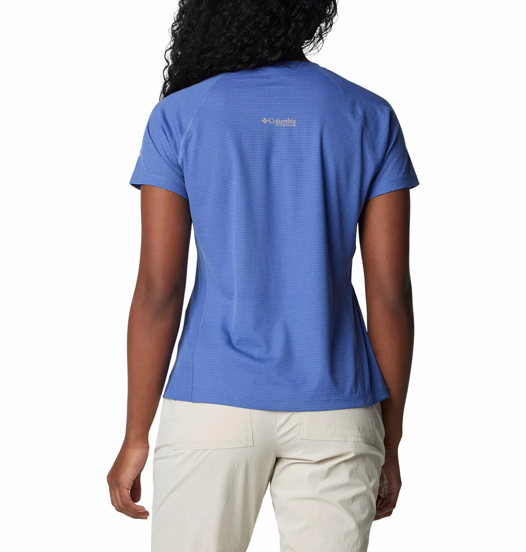 Columbia Women Blue Cirque River Short Sleeve Crew Anti Pilling Treatment