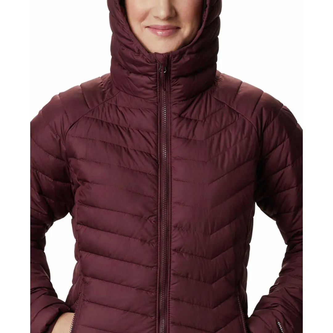 Columbia Women Maroon Powder Lite Hooded Jacket Class Relaxed Fit