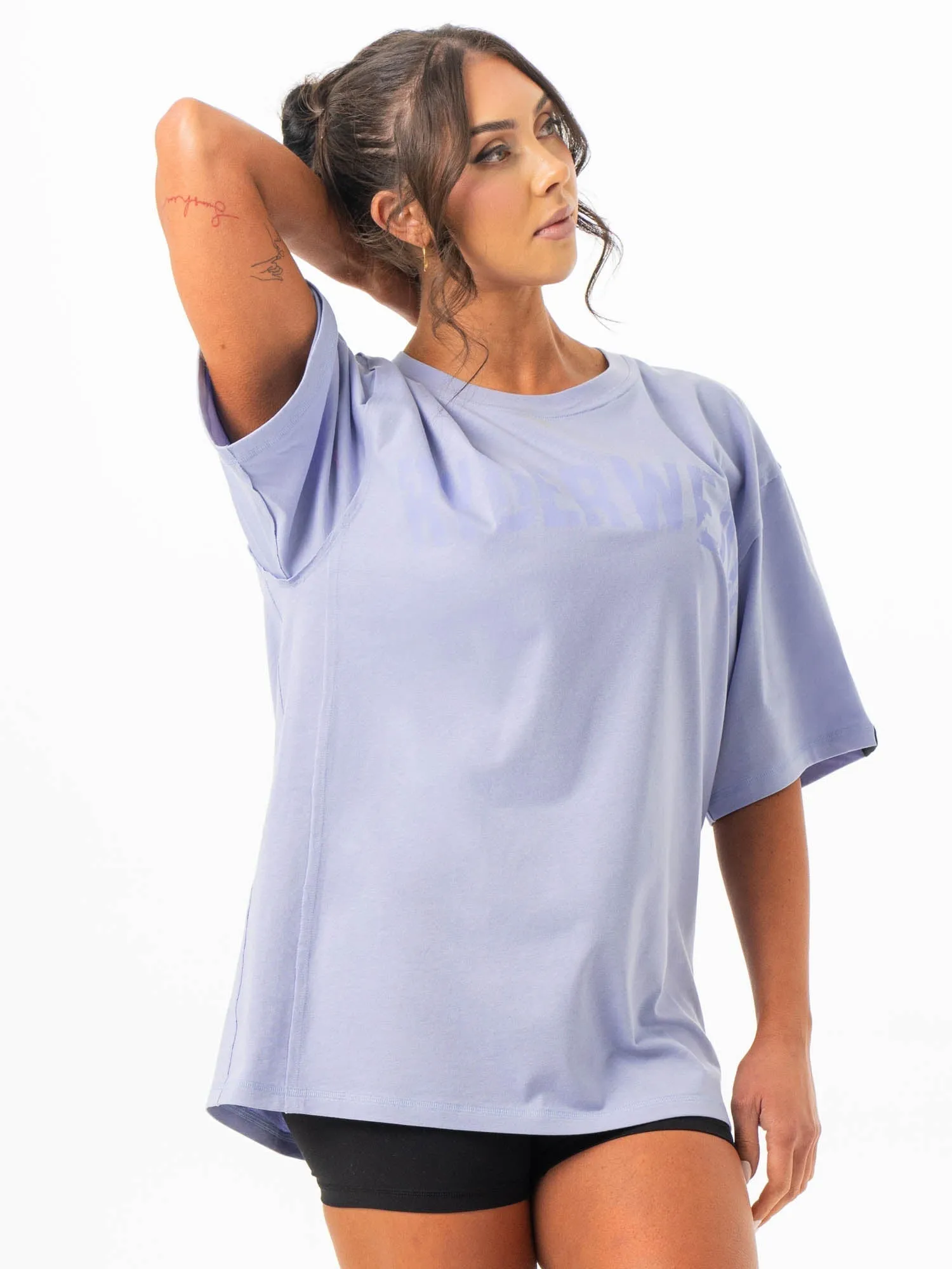 Adjustable Hem School spirit Force Oversized T-Shirt - Lilac Blue