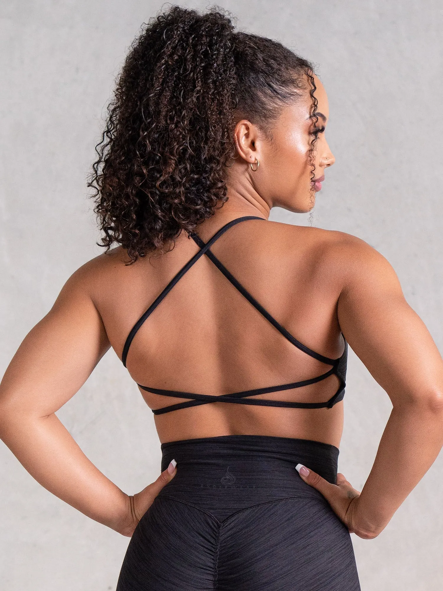 Icon Sports Crop - Black Marl Wear alone Thin Straps