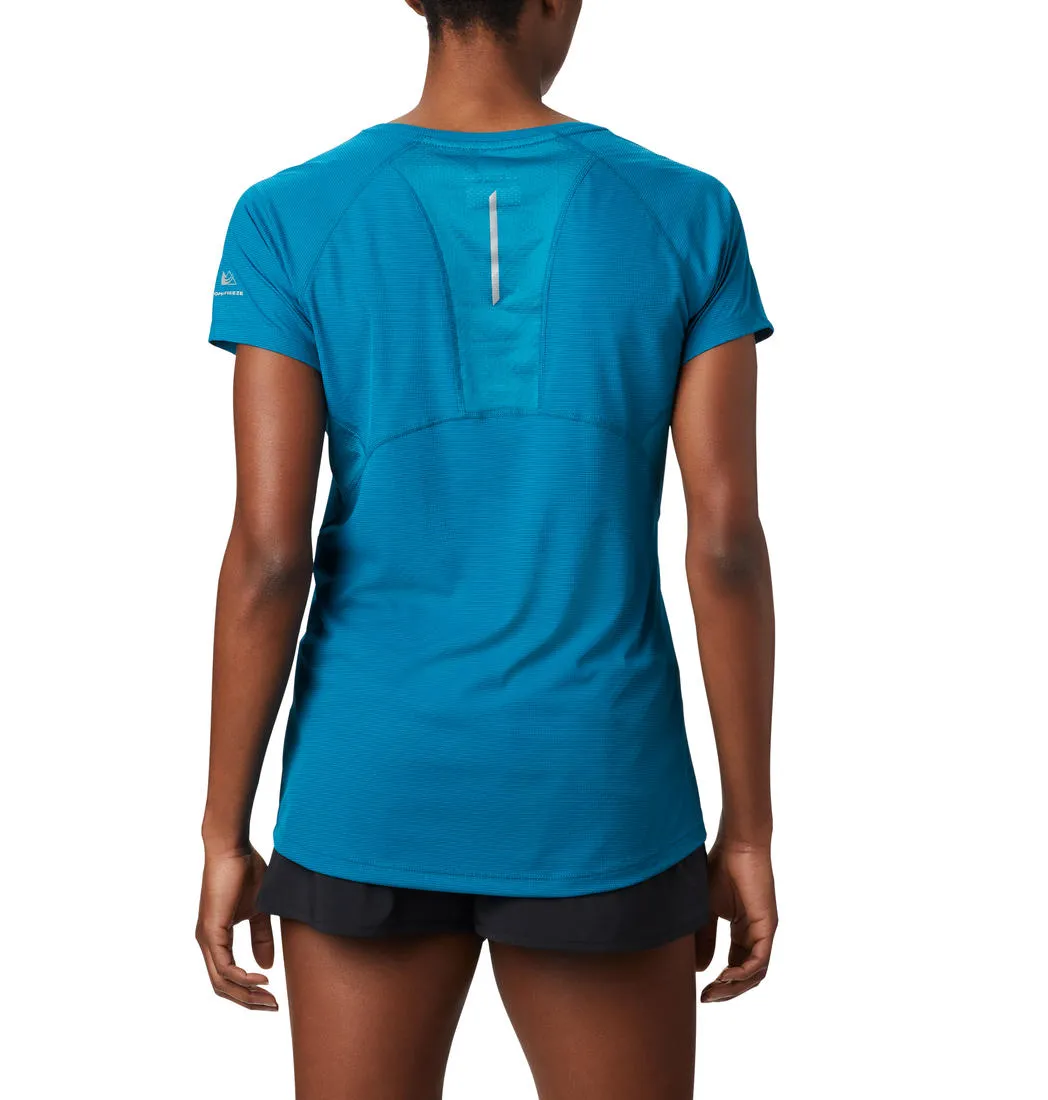 Columbia Women Blue Titan Ultra II Short Sleeve Unisex Fit Floral Print