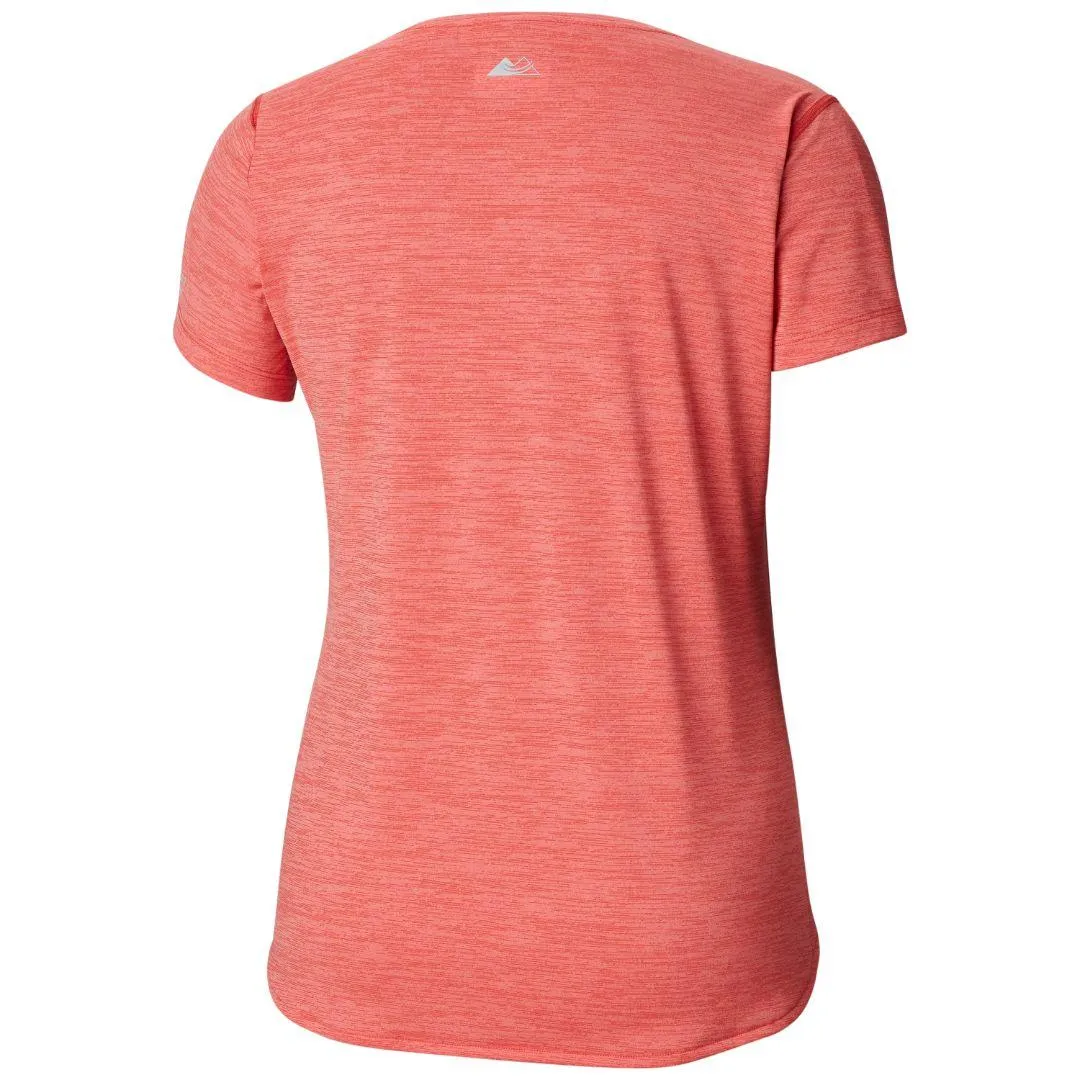 Ribbed Collar Design Light and Breathable Columbia Women Red Trinity Trail 2.0 Graphic Short Sleeve (Sun Protection)