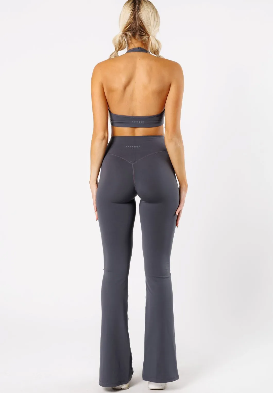 Reluna? Front Slit Sculptseam? Flare Leggings 34" Phantom Sleek Fit Design Stretch Fit Daily Routine