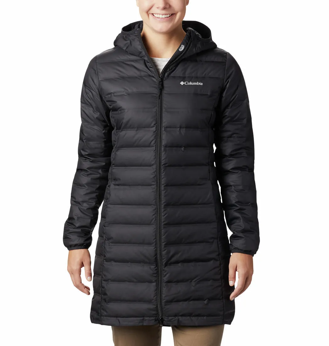 Columbia Women Black Lake 22 Down Long Hooded Jacket Flexible Seams Diary