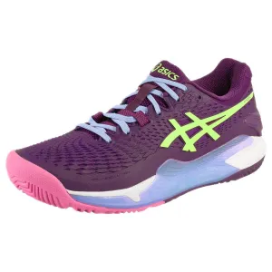 Smooth Motion Torsion Control Plate Asics Women's Gel-Resolution 9 - Padel - Deep Mauve/Lime Green
