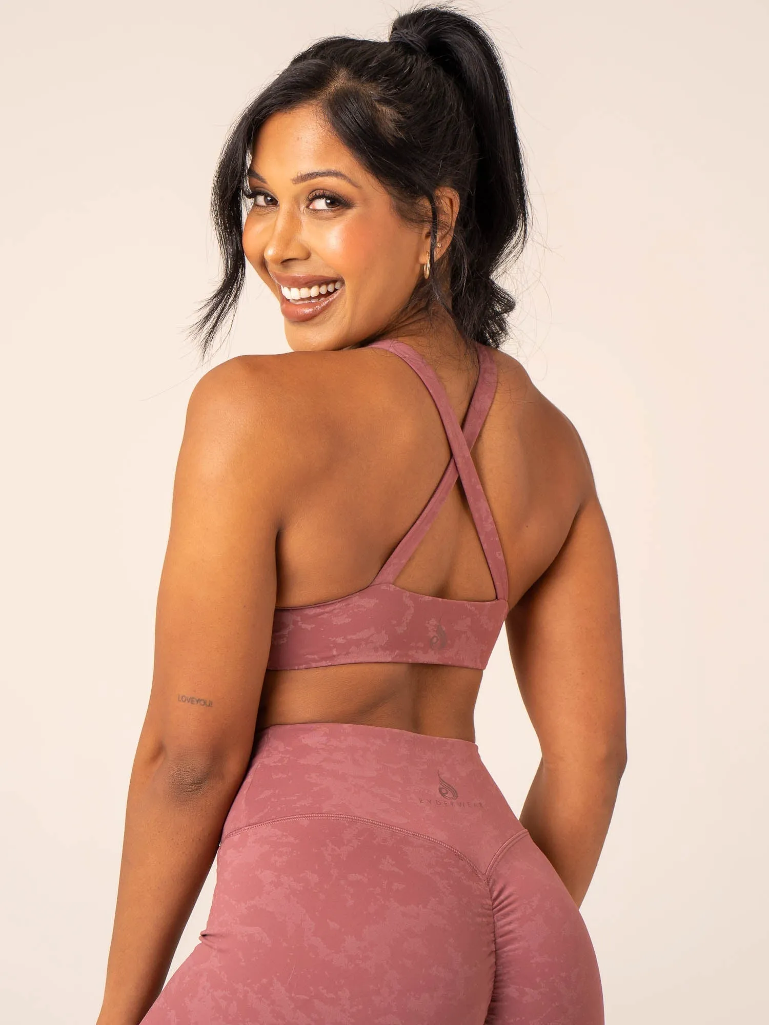 NKD Stonewash Twist Sports Bra - Boysenberry Stonewash Seamless Support
