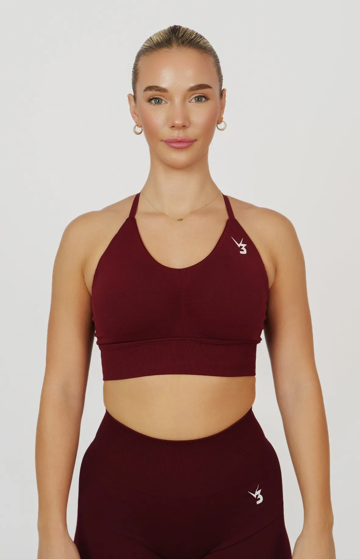 Technology - advanced Ergonomic Shape Tempo Seamless Multi-Way Sports Bra - Pomegranate Red