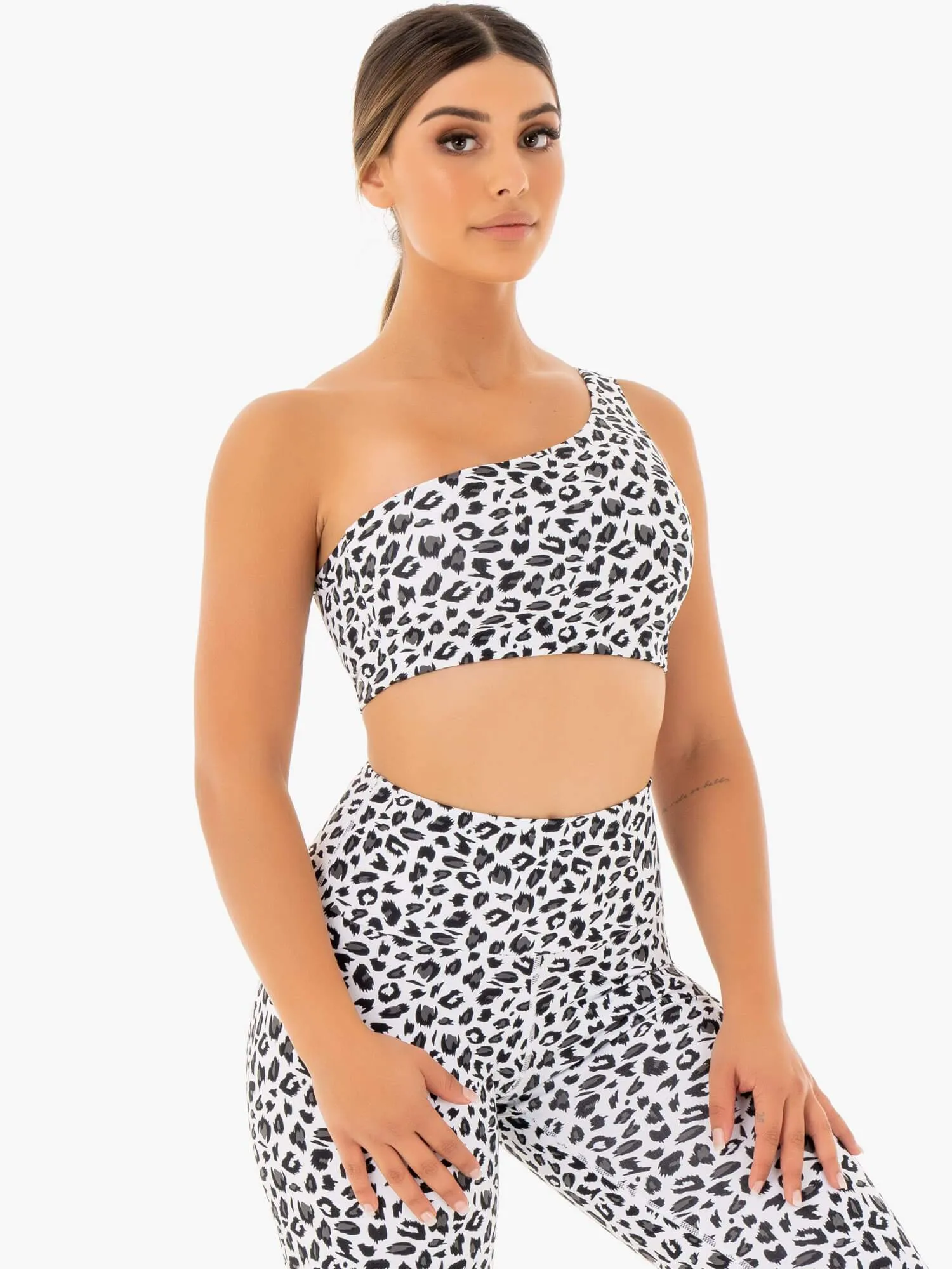 Adapt One Shoulder Sports Bra - Snow Leopard professional athletes