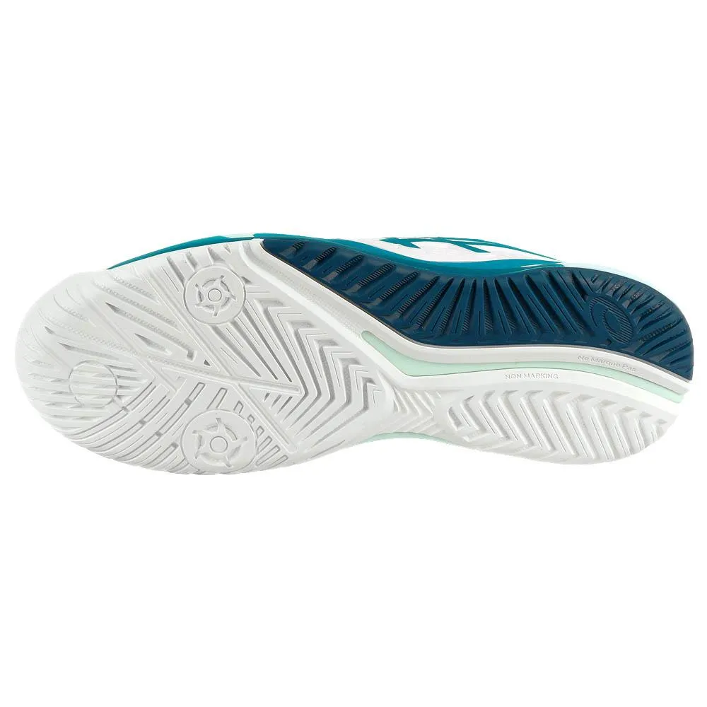 Slip Resistant Compression Molded Asics Women's Gel-Resolution 9 - White/Teal Blue