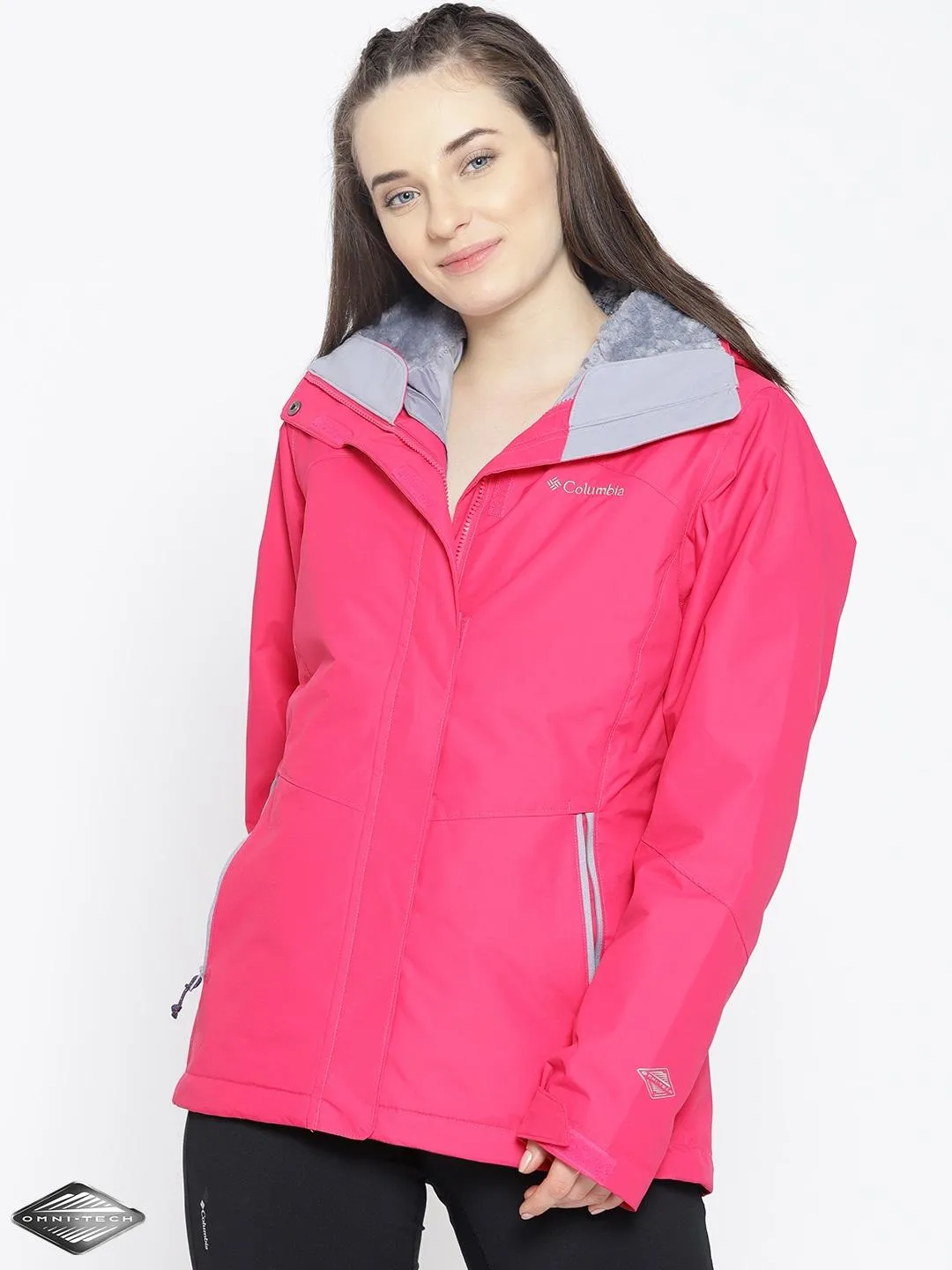 Columbia Women Red Bugaboo II Insulated Interchange Jacket Sport Function Versatile Jacket