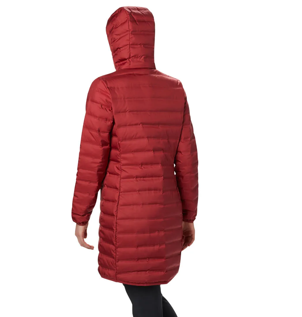 Columbia Women Red Lake 22 Down Long Hooded Jacket Adaptive Layering System YKK Zipper