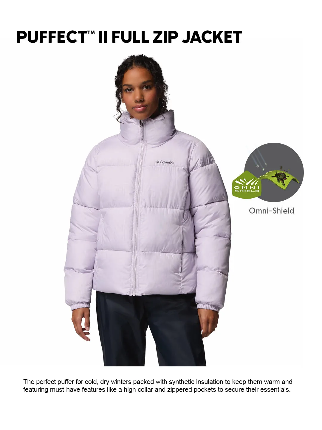 LightweightFabric Columbia Women Purple OmniShield Puffect II Down Jacket