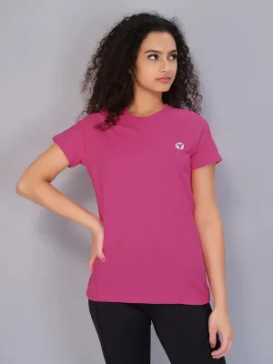 Women Solid Slim Fit Crew Neck T-shirt with TECHNO COOL Basic Comfort Adjustable Fit