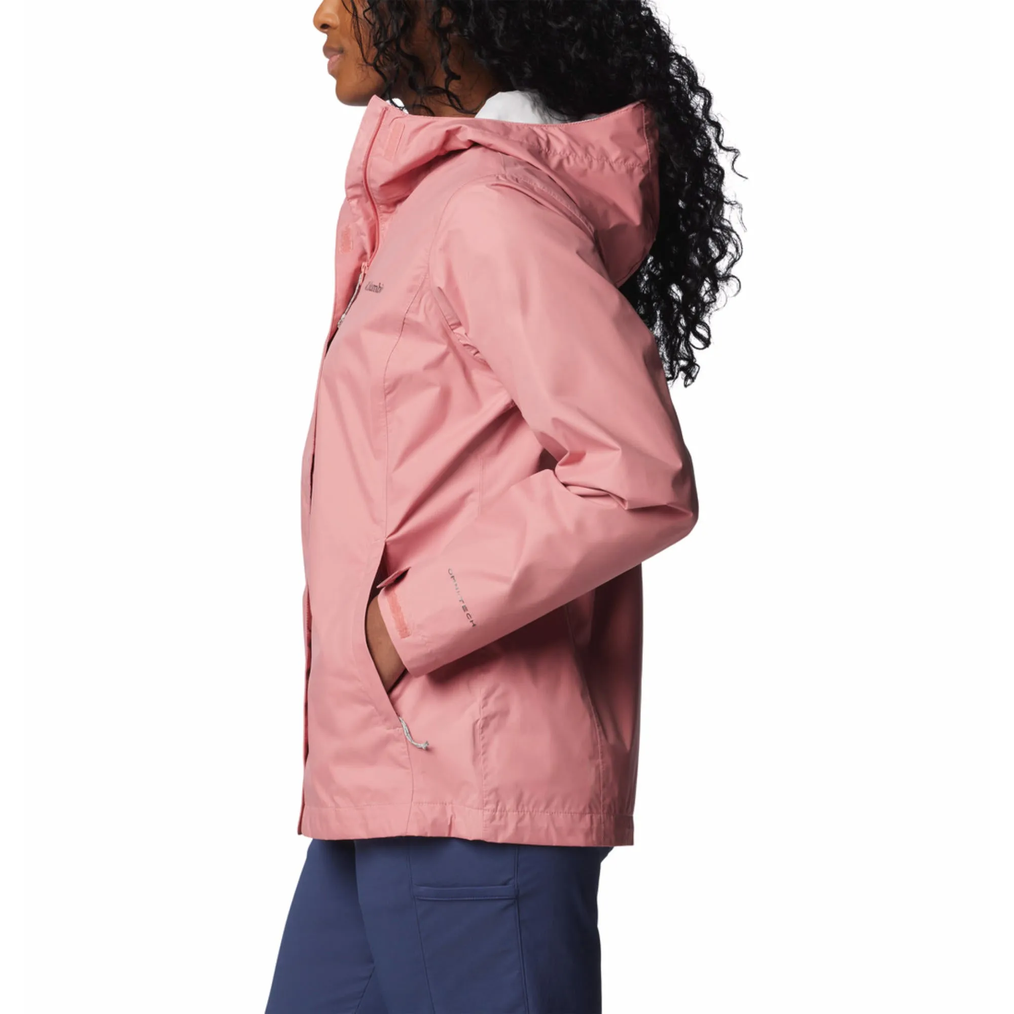Columbia Women Pink Arcadia II Jacket Waterproof HighCollar Design Ergonomic Seams