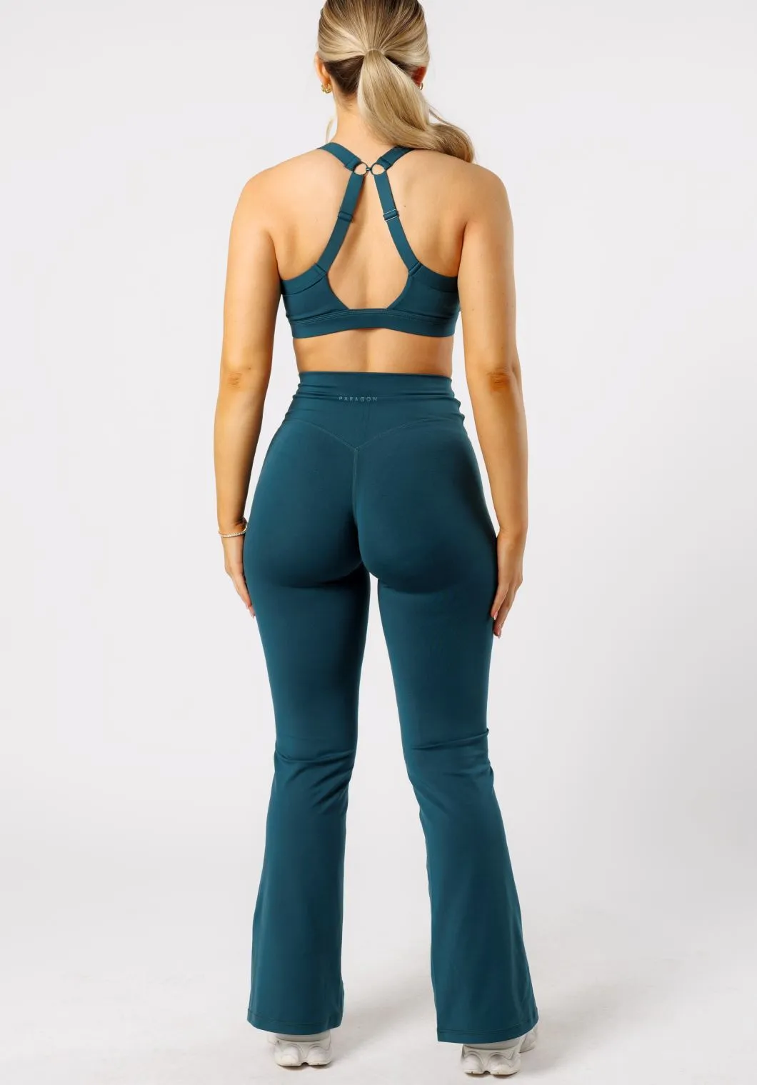 Reluna? Front Slit Sculptseam? Flare Leggings 31" Serpentine Stretch Recovery Fabric Mesh Panel Pro Athlete