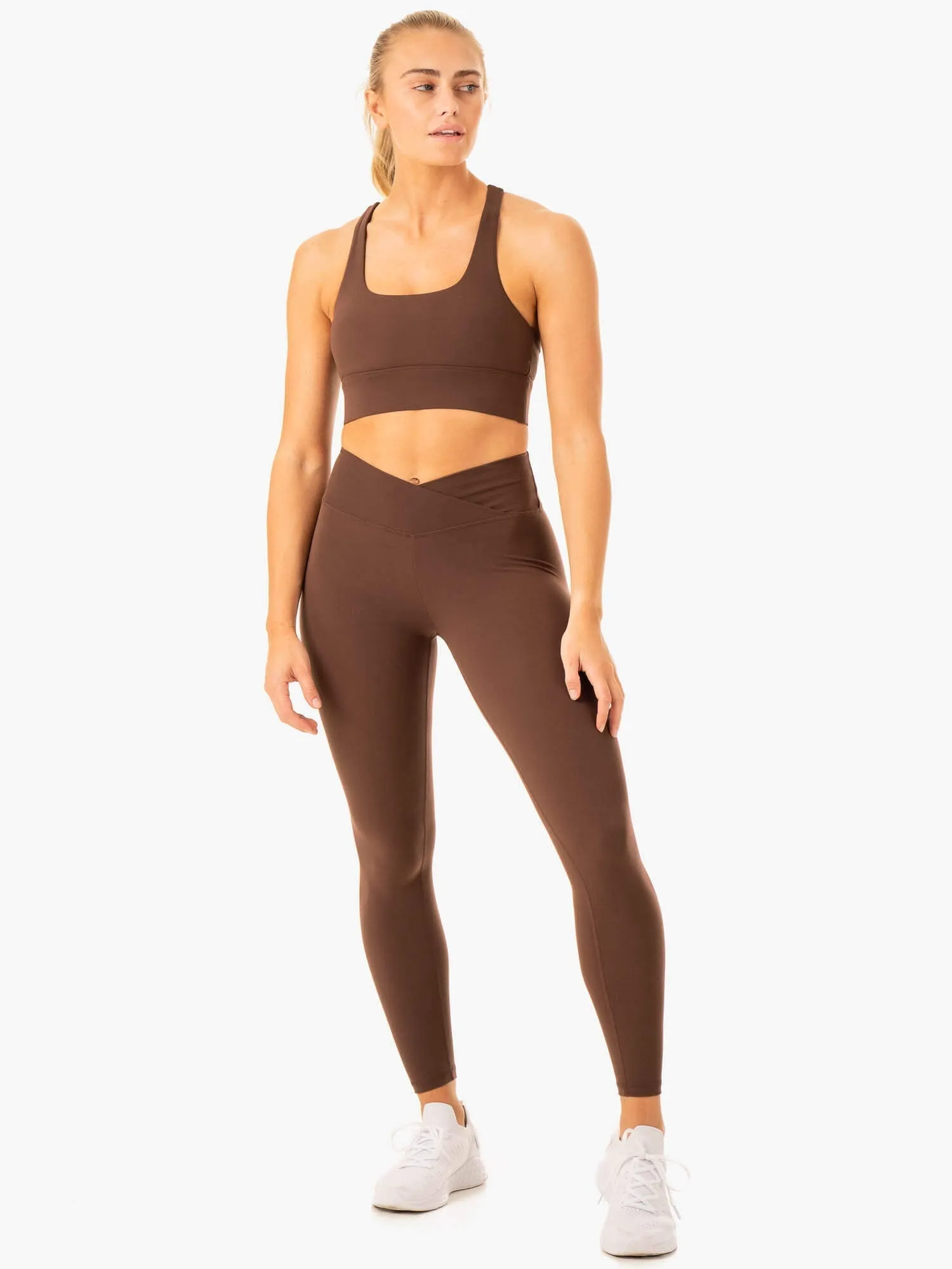 Flow Square Neck Sports Bra - Chocolate Breathable fabric Muscle Support